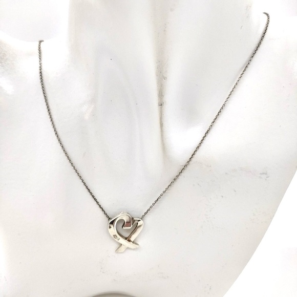 Authentic Tiffany & Co. Paloma Picasso Ribbon Heart Sterling Silver Necklace